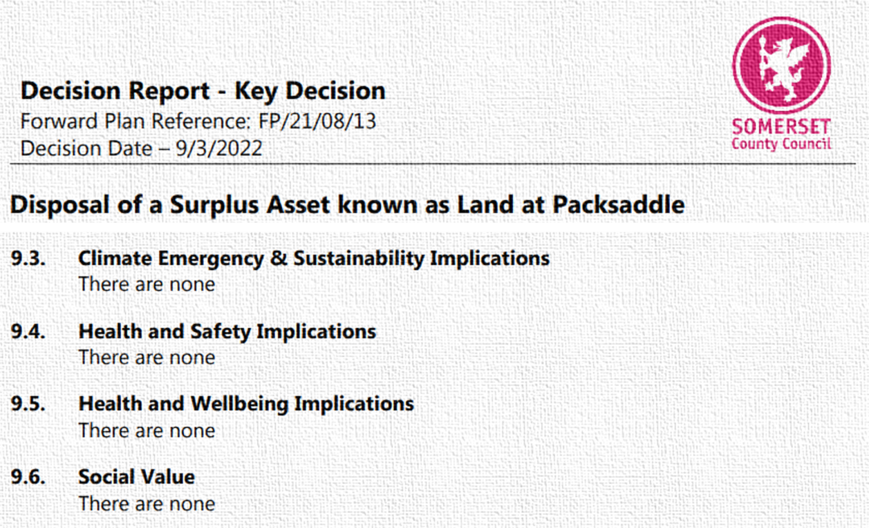 Packsaddle Sale Official Decision Report